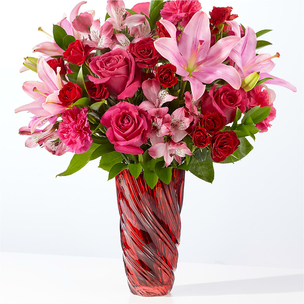 In Love Bouquet with Luxe Swirl Vase – Jax Flowers Corp, Orange Park FL