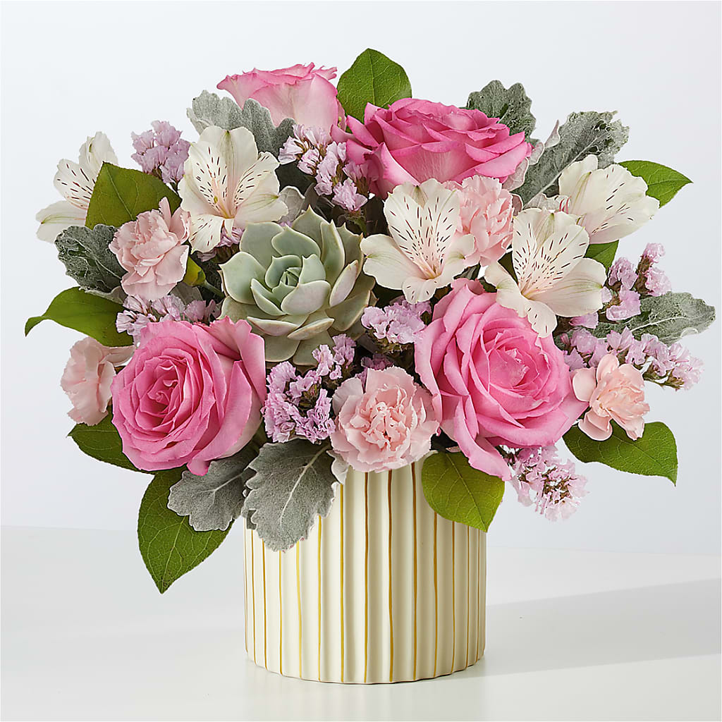 Dusty Rose Bouquet with Ivory Vase – Jax Flowers Corp, Orange Park FL