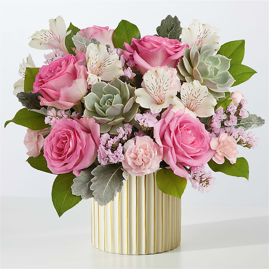Dusty Rose Bouquet with Ivory Vase – Jax Flowers Corp, Orange Park FL