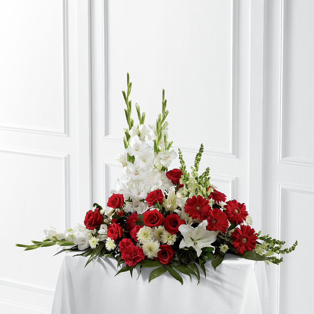 Crimson & White Arrangement – Jax Flowers Corp, Orange Park FL