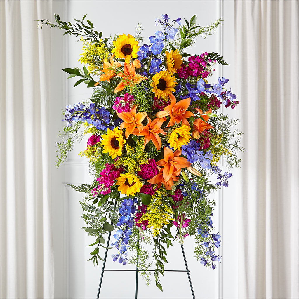 Sunlit Memories Standing Spray (Standard) – Jax Flowers Corp, Orange Park FL