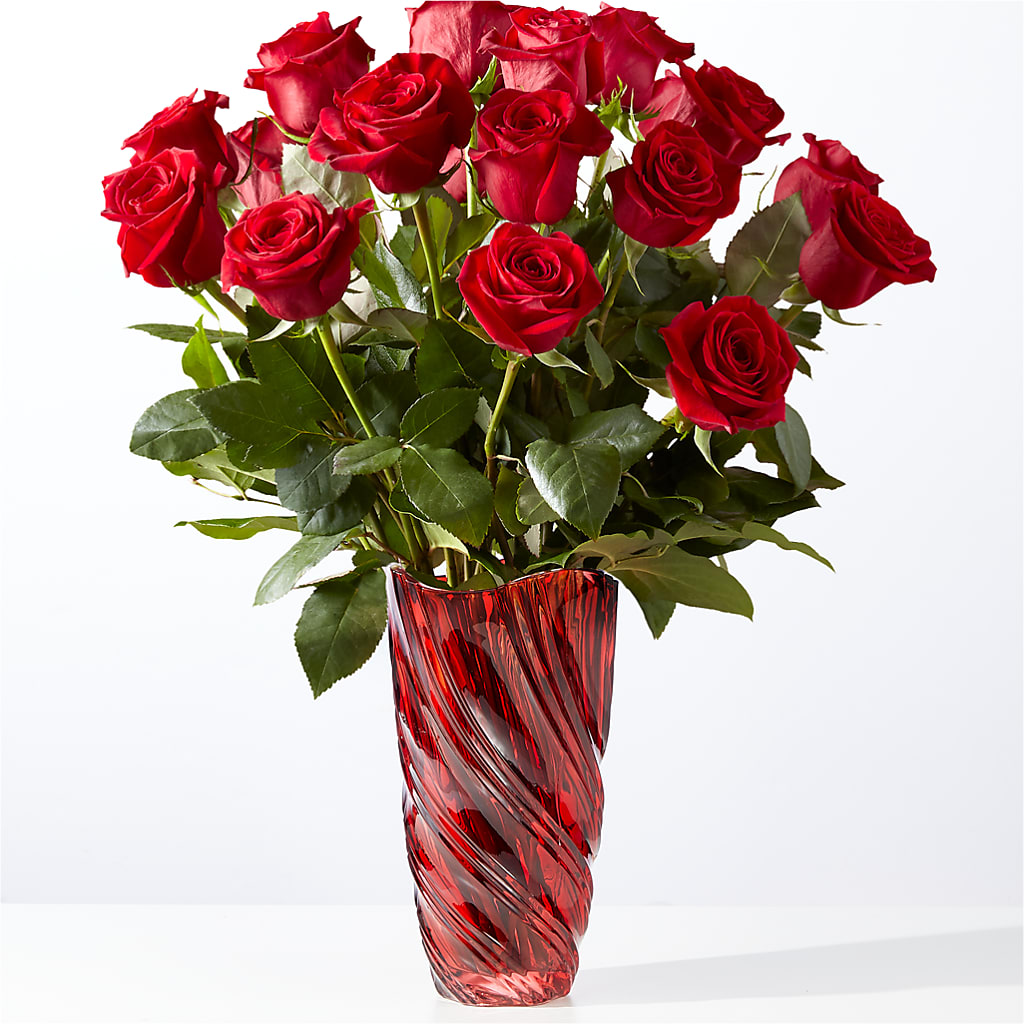 Classic Love Red Rose Bouquet with Luxe Swirl Vase – Jax Flowers Corp, Orange Park FL