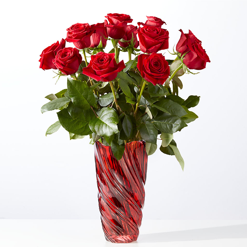 Classic Love Red Rose Bouquet with Luxe Swirl Vase – Jax Flowers Corp, Orange Park FL