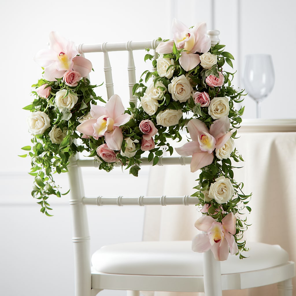 Orchid Rose Chair Décor – Jax Flowers Corp, Orange Park FL